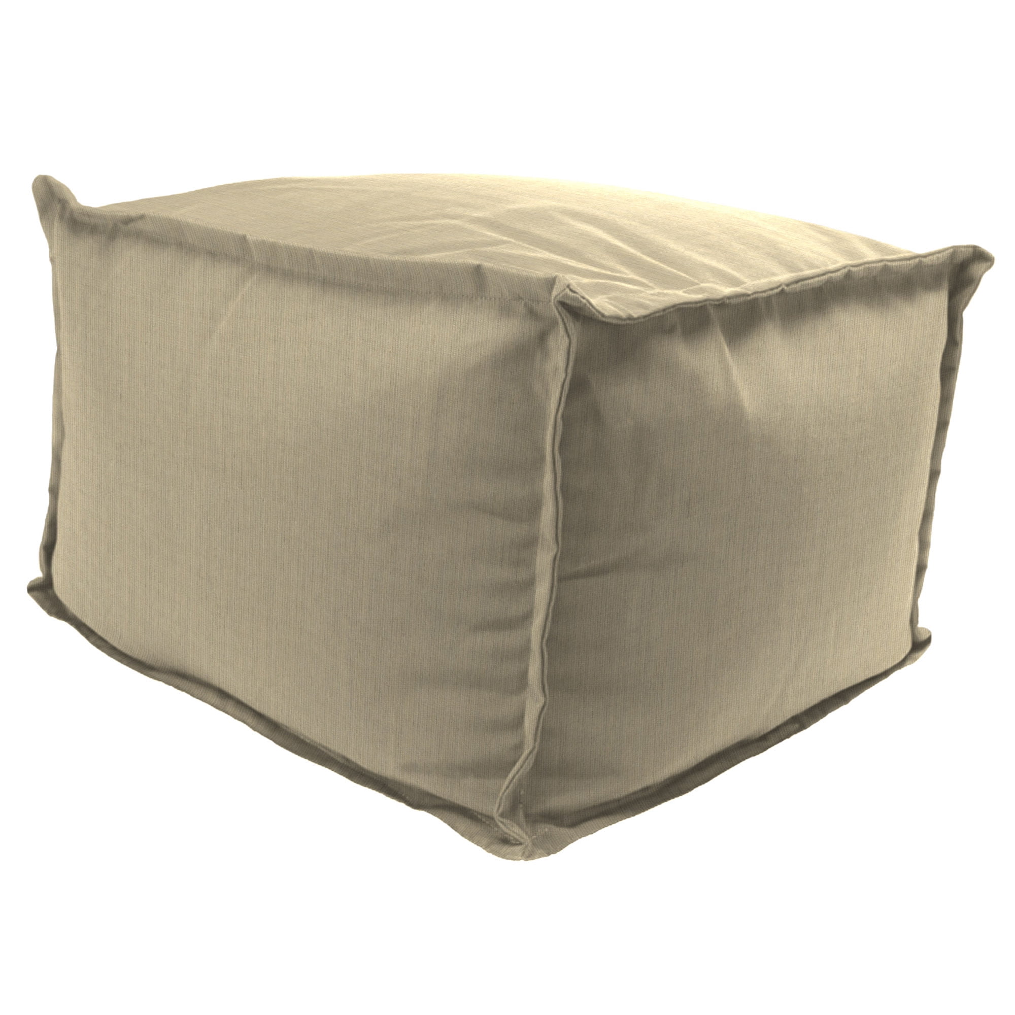 Jordan Manufacturing Sunbrella 23" x 25" Spectrum Sand Solid Rectangular Outdoor Pouf Ottoman with Flange