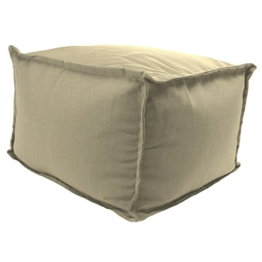 Jordan Manufacturing Sunbrella 23" x 25" Spectrum Sand Solid Rectangular Outdoor Pouf Ottoman with Flange