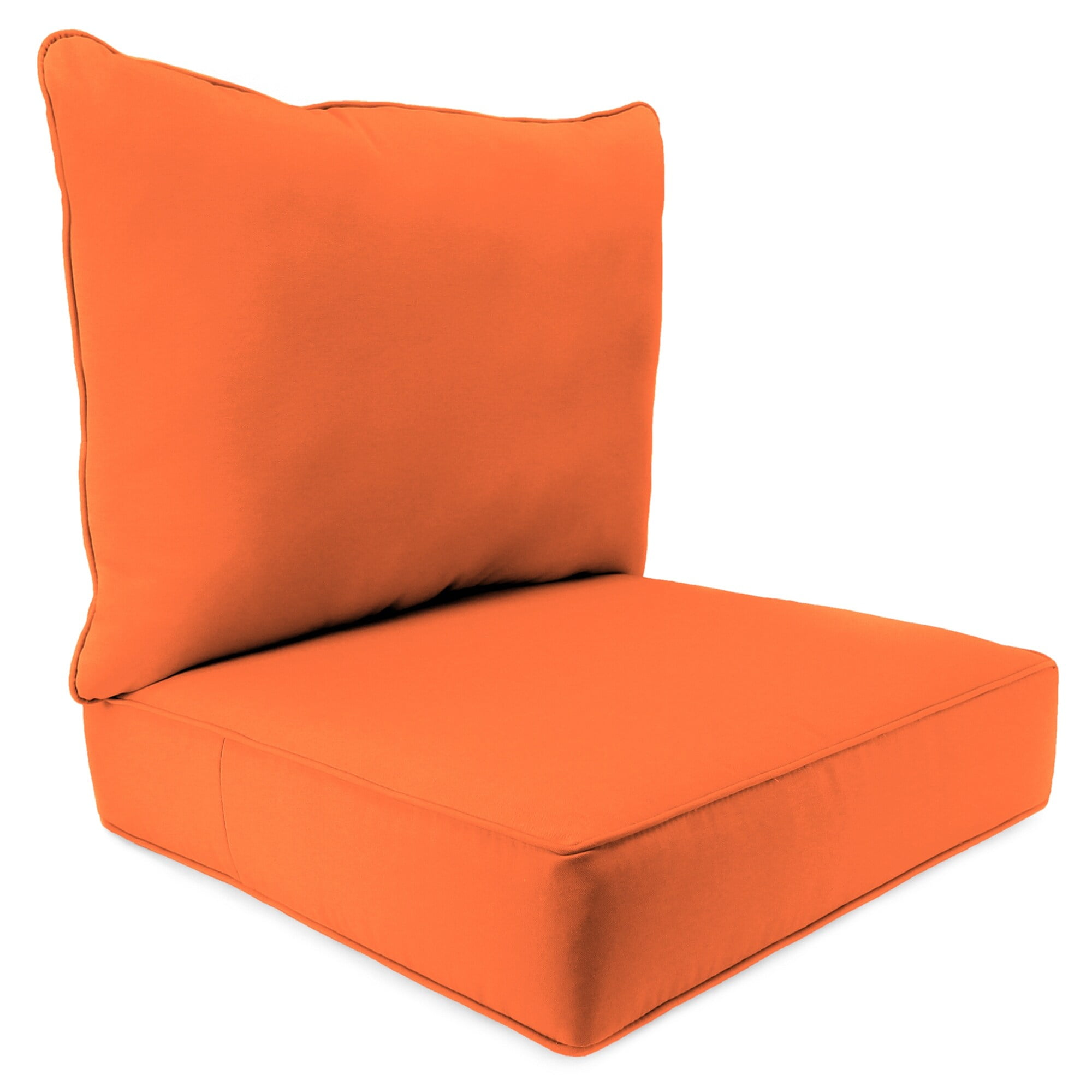 Jordan Manufacturing Sunbrella 24 x 46.5 Orange Solid Outdoor Deep Seat Chair Cushion Set with Welt 46.5 L x 24 W x 6 H Walmart