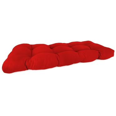 Jordan Manufacturing Sunbrella 44" x 18" Canvas Logo Red Solid Rectangular Tufted Contoured Outdoor Wicker Settee Bench Cushion