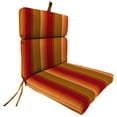 thumbnail image 1 of Jordan Manufacturing Sunbrella 44" x 22" Astoria Sunset Burgundy Stripe Rectangular Outdoor Chair Cushion with Ties and Hanger Loop, 1 of 12