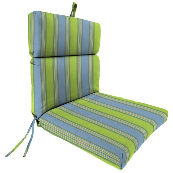 Jordan Manufacturing Sunbrella 44" x 22" Bravada Limelight Multicolor Stripe Rectangular Outdoor Chair Cushion with Ties and Hanger Loop