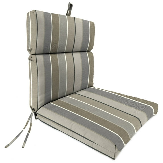 Jordan Manufacturing Sunbrella 44" x 22" Milano Char Gray Stripe Rectangular Outdoor Chair Cushion with Ties and Hanger Loop