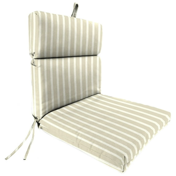 Jordan Manufacturing Sunbrella 44" x 22" Shore Linen Natural Stripe Rectangular Outdoor Chair Cushion with Ties and Hanger Loop