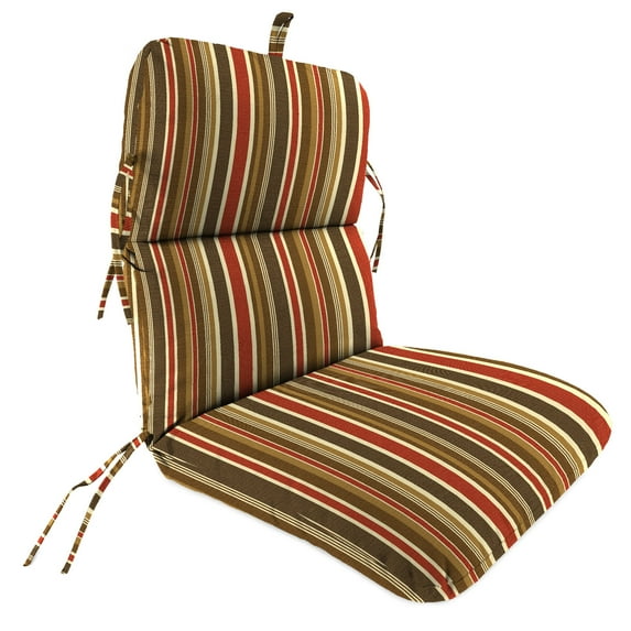 Jordan Manufacturing Sunbrella 45" x 22" Brannon Redwood Multicolor Stripe Rectangular Outdoor Chair Cushion with Ties and Hanger Loop