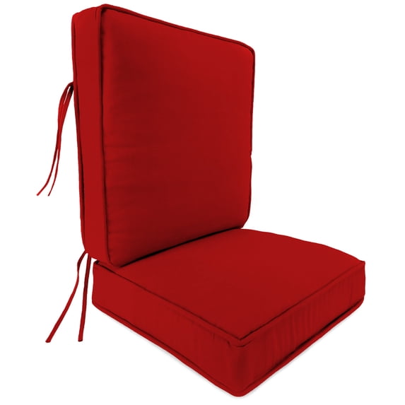 Jordan Manufacturing Sunbrella 45" x 22" Canvas Logo Red Solid Rectangular Outdoor Deep Seat Chair Cushion Set with Ties and Welt