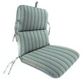 thumbnail image 1 of Jordan Manufacturing Sunbrella 45" x 22" Gateway Mist Blue and Beige Stripe Rectangular Outdoor Chair Cushion with Ties and Hanger Loop, 1 of 10