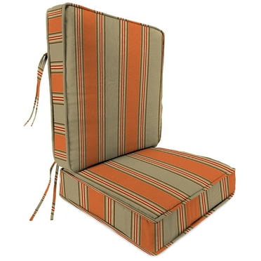 Jordan Manufacturing Sunbrella 45" x 22" Passage Poppy Multicolor Stripe Rectangular Outdoor Deep Seat Chair Cushion Set with Ties and Welt