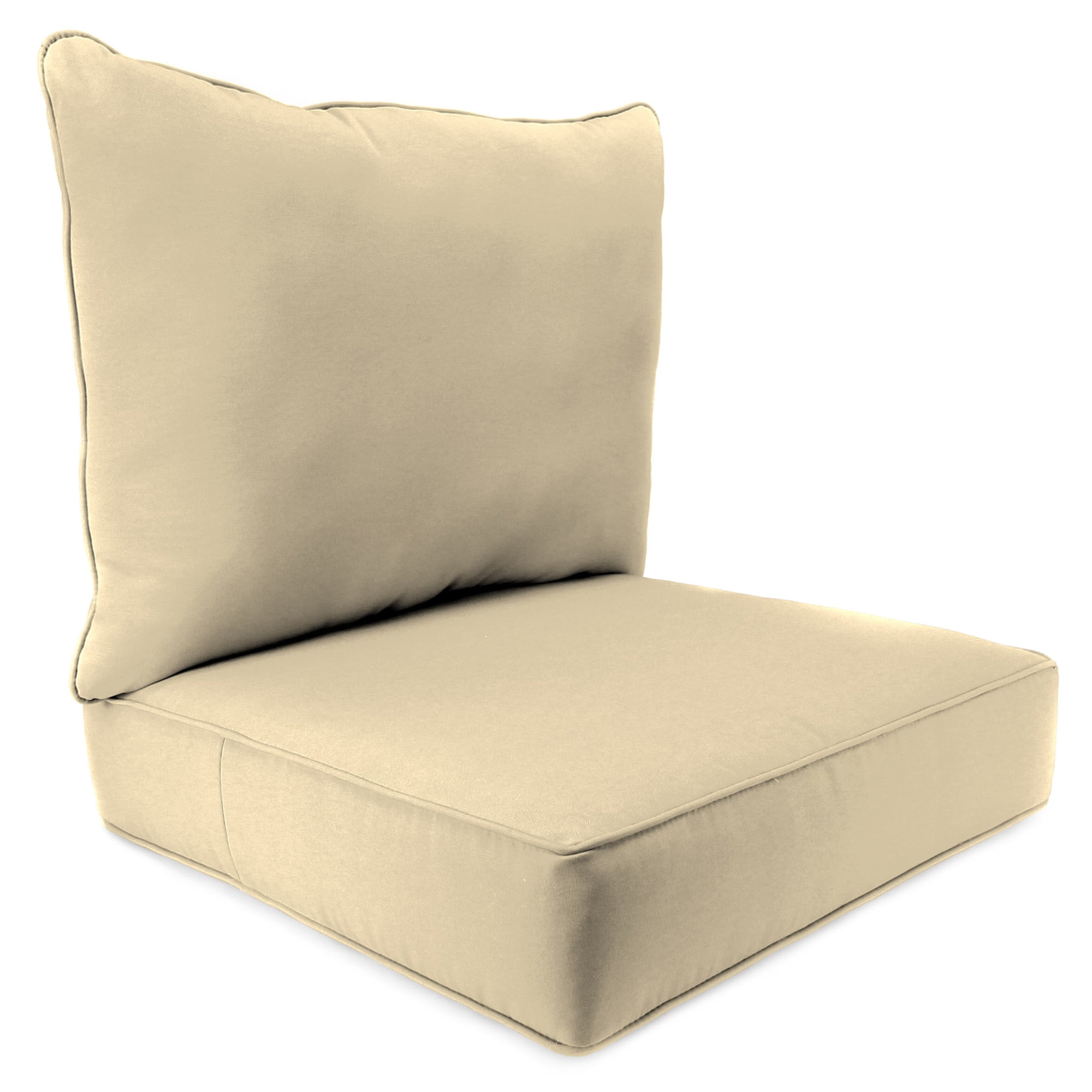 Jordan Manufacturing Sunbrella 46.5" x 24" Canvas Antique Beige Solid Rectangular Outdoor Deep Seat Chair Cushion Set with Welt