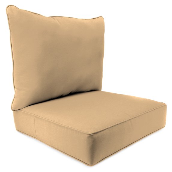Jordan Manufacturing Sunbrella 46.5" x 24" Canvas Camel Solid Rectangular Outdoor Deep Seating Chair Seat and Back Cushion with Welt