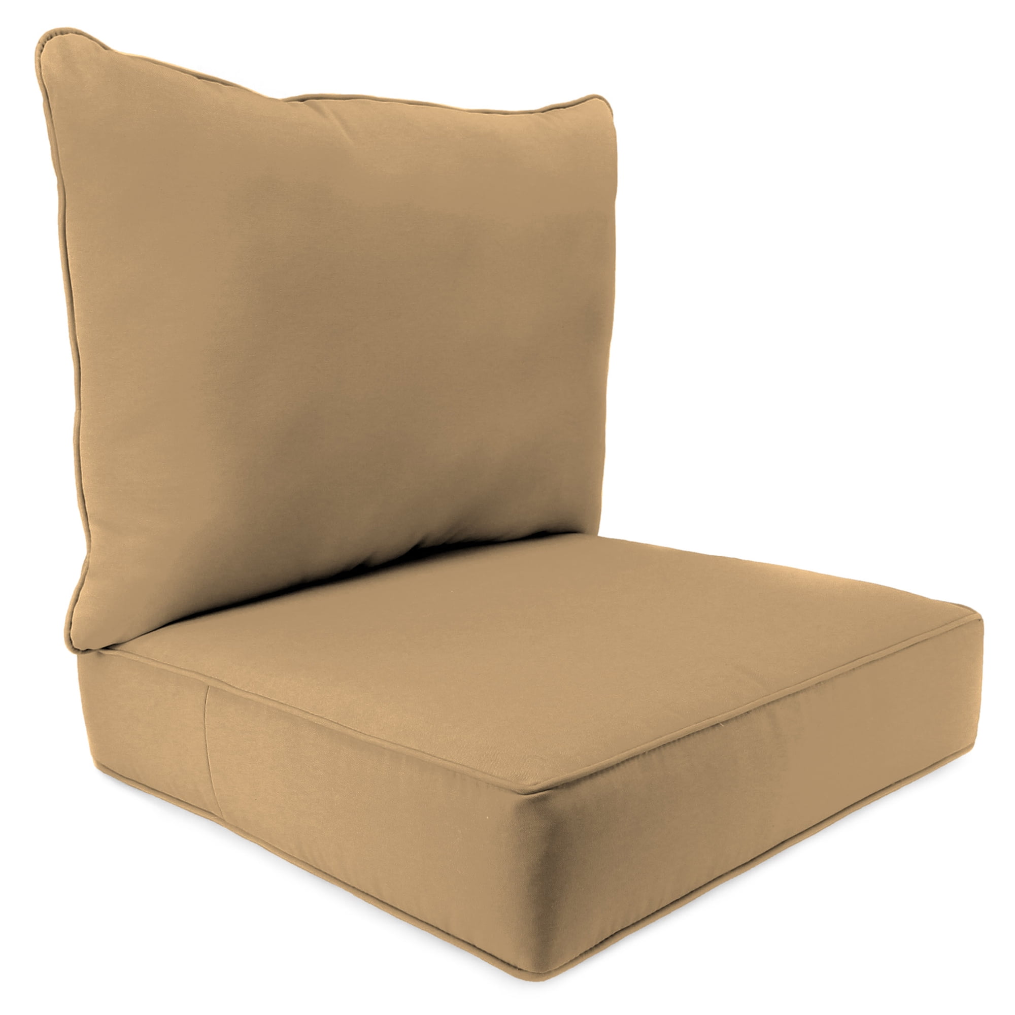 Jordan Manufacturing Sunbrella 46.5" x 24" Canvas Cocoa Brown Solid Rectangular Outdoor Deep Seating Chair Seat and Back Cushion with Welt