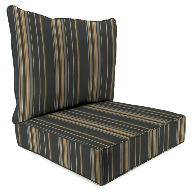 Jordan Manufacturing Sunbrella 46.5 x 24 Stanton Greystone Multicolor Stripe Rectangular Outdoor Deep Seat Chair Cushion Set with Welt Walmart