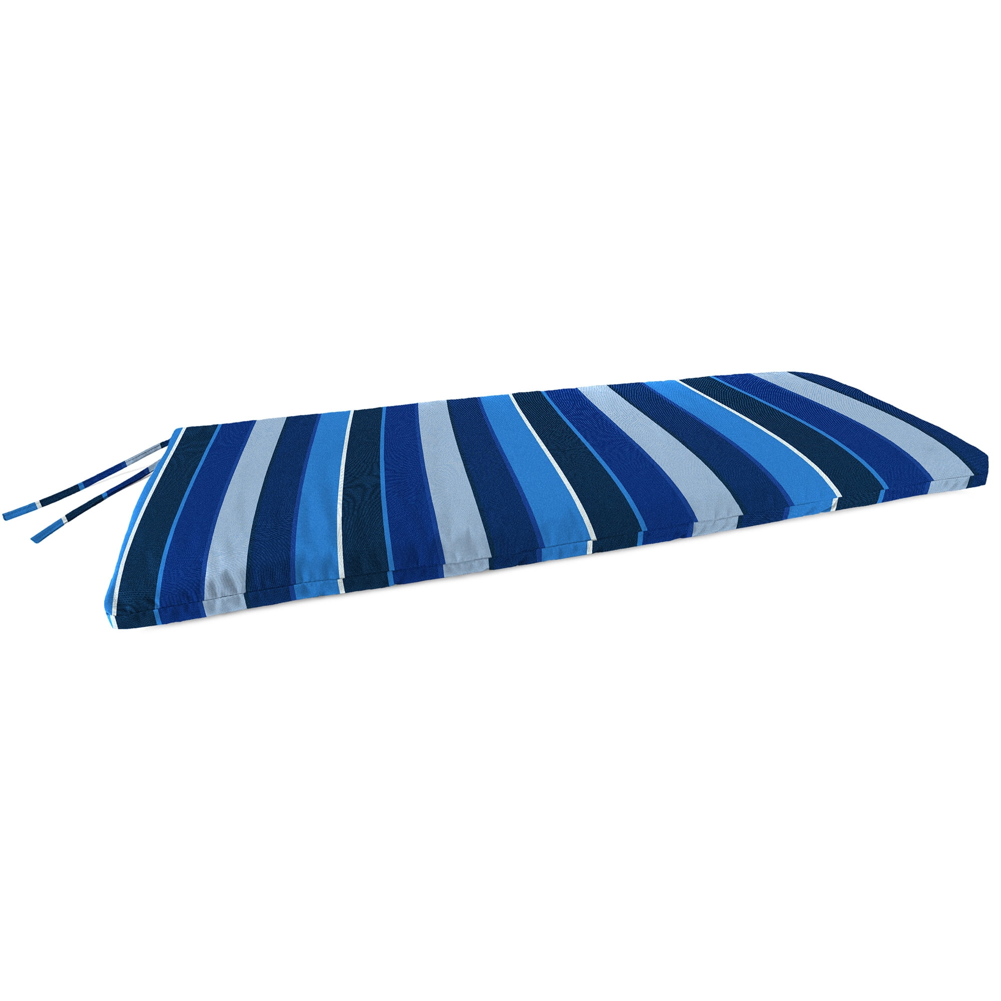 Jordan Manufacturing Sunbrella 48" x 18" Milano Cobalt Blue Stripe Rectangular Outdoor Settee Swing Bench Cushion with Ties