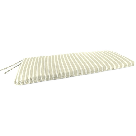 Jordan Manufacturing Sunbrella 48" x 18" Shore Linen Natural Stripe Rectangular Outdoor Settee Swing Bench Cushion with Ties