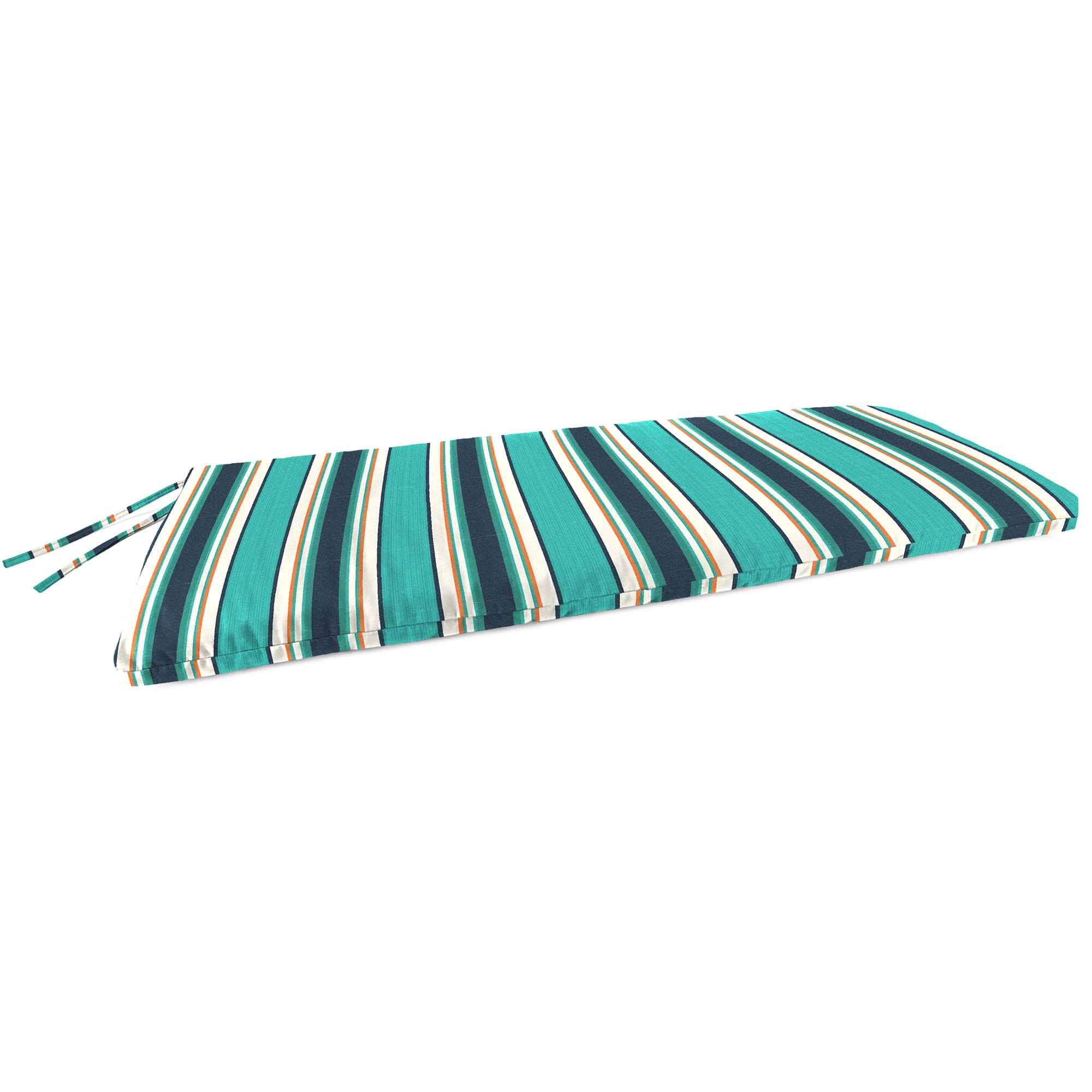 Sunbrella Teal Blue and Cream Stripe Outdoor Bench Cushion