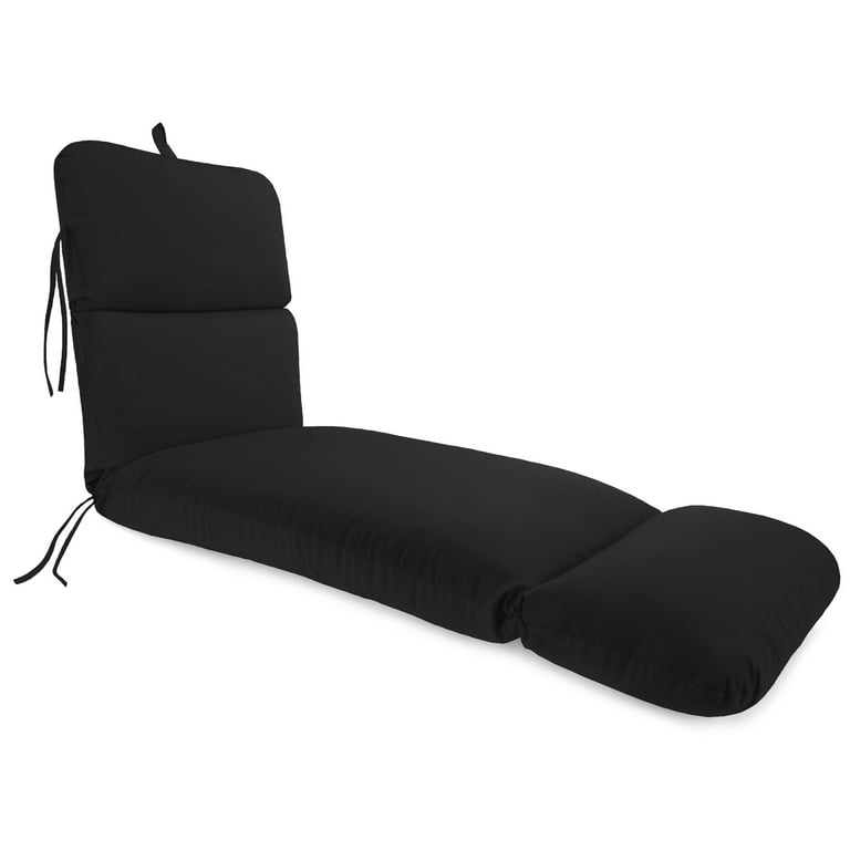 Jordan Manufacturing Sunbrella 74 x 22 Canvas Black Solid Rectangular Outdoor Chaise Lounge Cushion with Ties and Hanger Loop Walmart