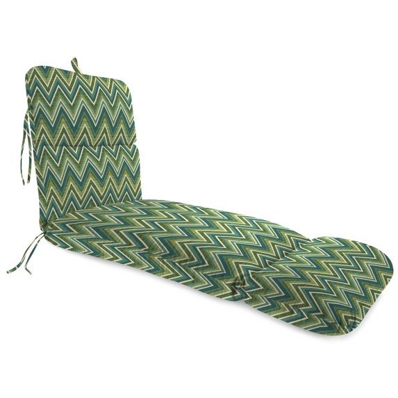 Jordan Manufacturing Sunbrella 74" x 22" Fischer Lagoon Green Chevron Rectangular Outdoor Chaise Lounge Cushion with Ties and Hanger Loop
