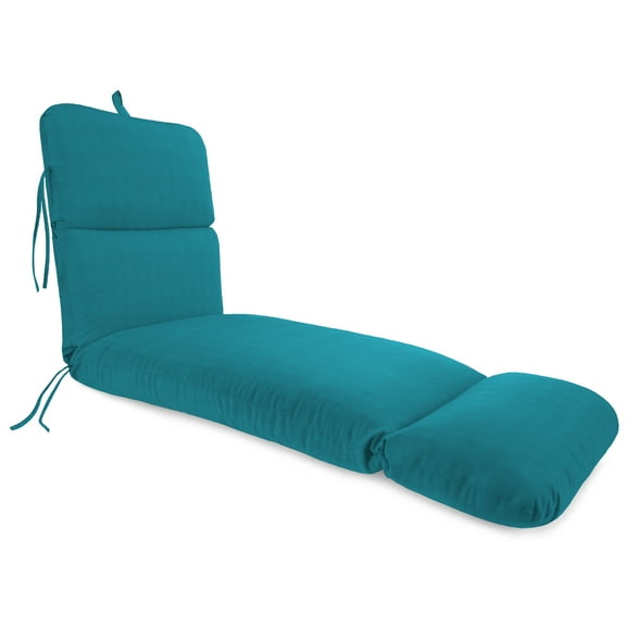 Jordan Manufacturing Sunbrella 74" x 22" Spectrum Peacock Teal Solid Rectangular Outdoor Chaise Lounge Cushion with Ties and Hanger Loop