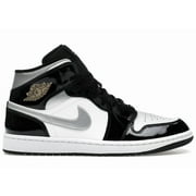 JORDAN Men's 1 Mid SE Patent Black White Metallic Silver Metallic Gold, from StockX