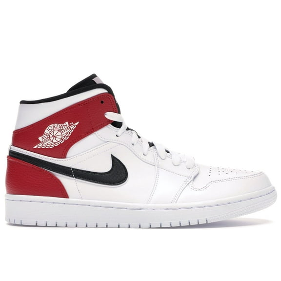 Jordan Men's 1 Mid White Black Gym Red Shoes, from StockX