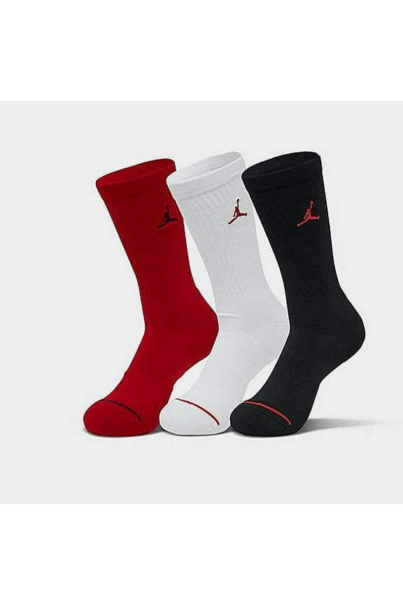 Jordan Men's Everyday Crew Socks (3-Pack) in Red/Black/White/Red Size Large Nylon/Polyester/Spandex