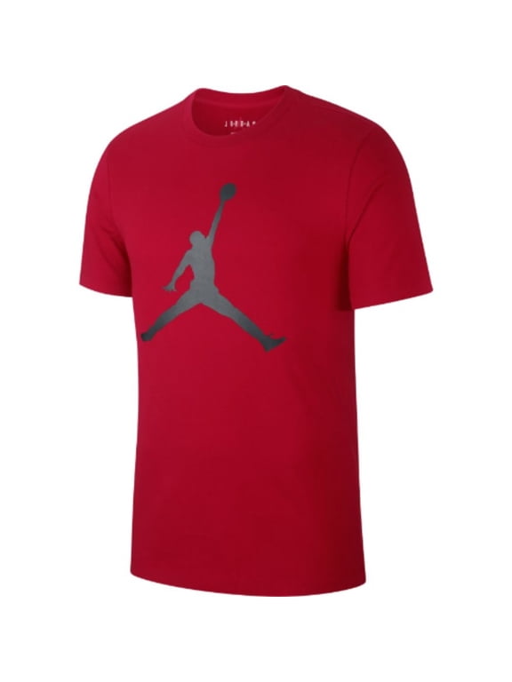 Men's T-Shirt Jumpman Short Sleeve Crew Athletic Active Basketball Tee, Red, L