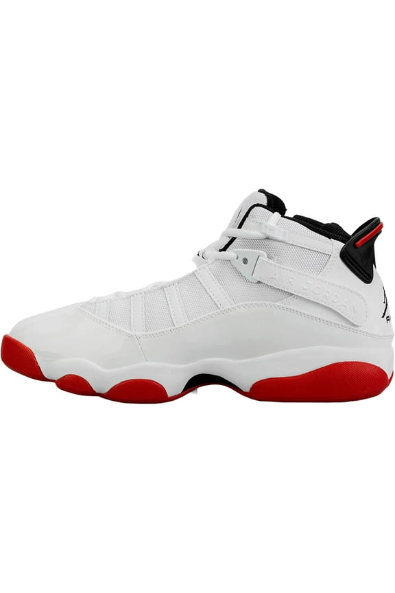 Mens 6 Rings Basketball Shoes,White/University Red,10.5