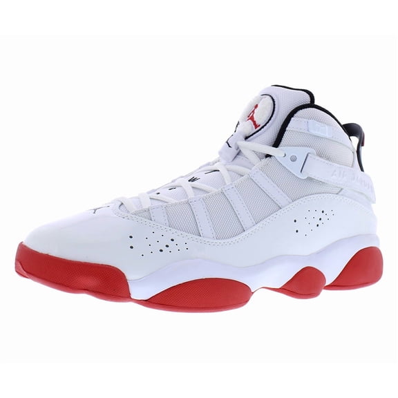Jordan Mens 6 Rings Basketball Shoes,White/University Red,11.5