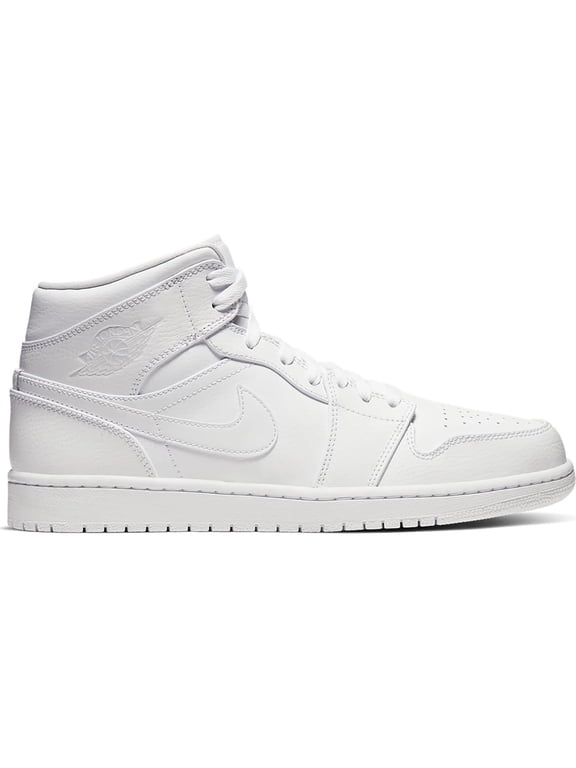 Air Jordan 1 Mid Triple White Men's Sneakers 554724-136