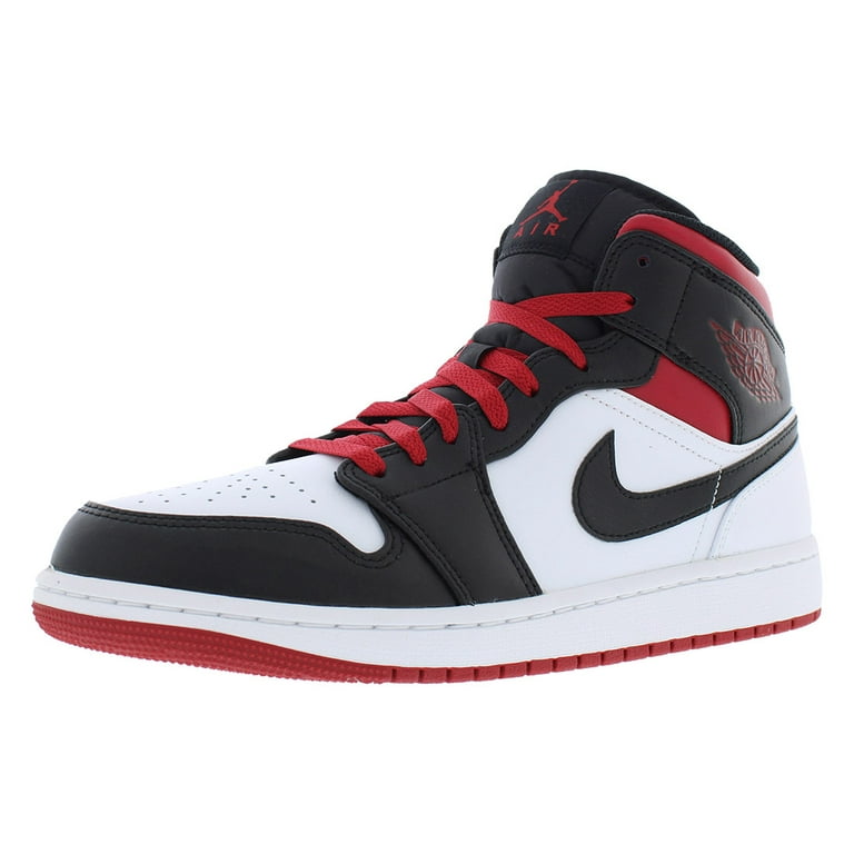 Jordan Mens Air Jordan 1 Mid White Gym Red Black Basketball Shoes Size 10.5 Style Number DQ8426 106 Walmart