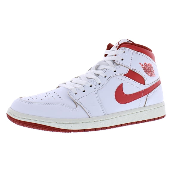 Jordan Mens Air Jordan 1 Mid SE Basketball Sneakers, 8, White/Dune Red/Sail/Lobster