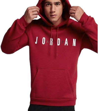 Jordan Mens Flight Fleece Logo Pullover Hoodie,Red,XX-Large