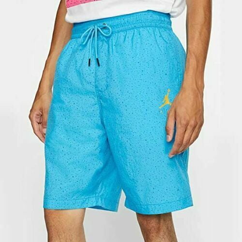 Jordan Mens Jumpman Cement Poolside Shorts,Small,Lt Blue Fury/University Gold