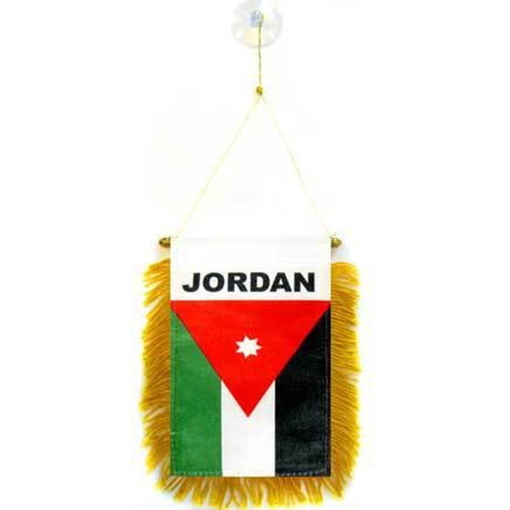 AZ Flag Jordan Pennant 4x6 in Jordanian 100D Polyester Suction Cup 15x10 cm