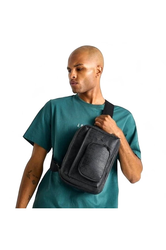 Monogram Shoulder Bag  Black (Unisex)  Crossbody Bag  Adjustable Strap
