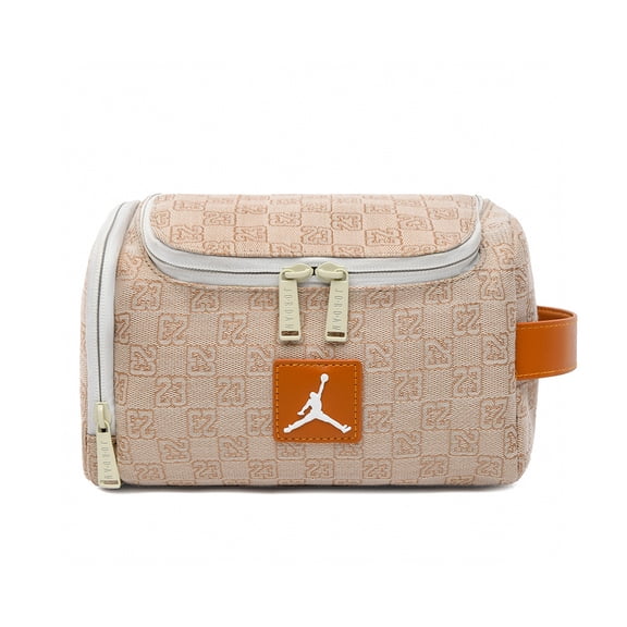 Jordan Monogram Travel Toiletry Bag Beige  Cosmetic Organizer Zip Pouch Unisex