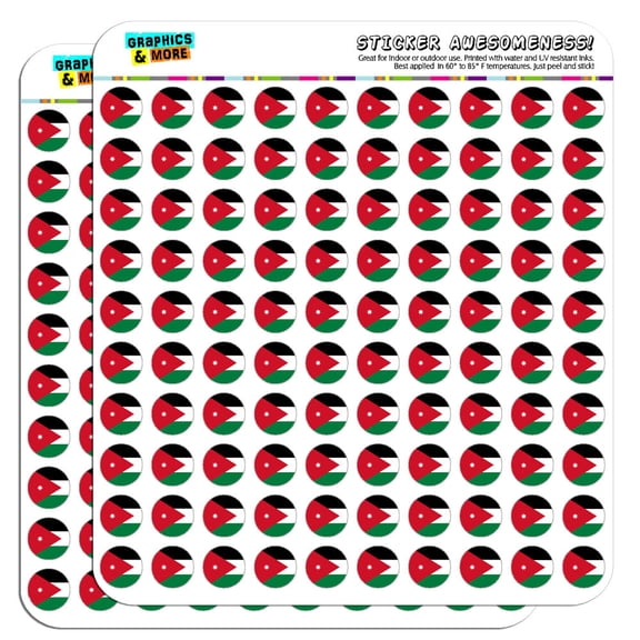 Jordan National Country Flag 1/2" (0.5") Scrapbooking Crafting Stickers
