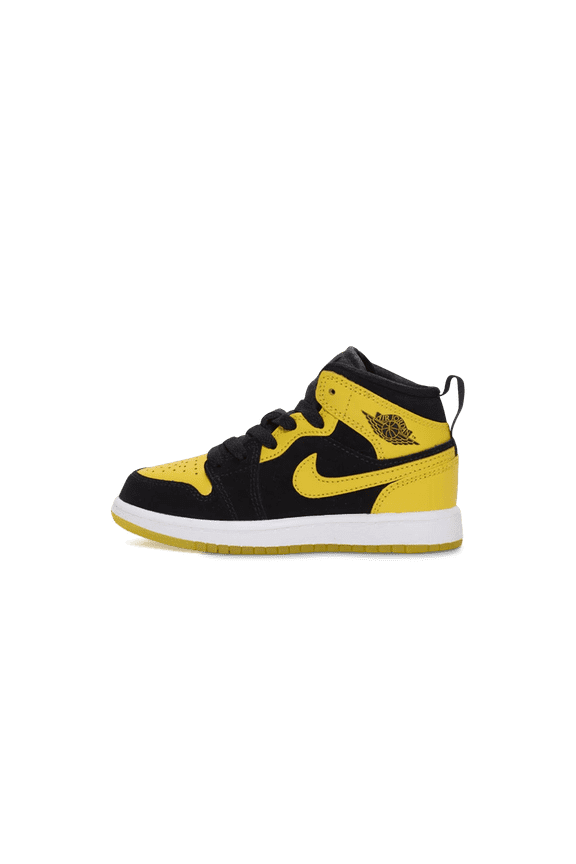 PRE SCHOOL Jordan 1 Mid PS "Black Varsity Maize White" HJ5942 071 from Stadium Goods