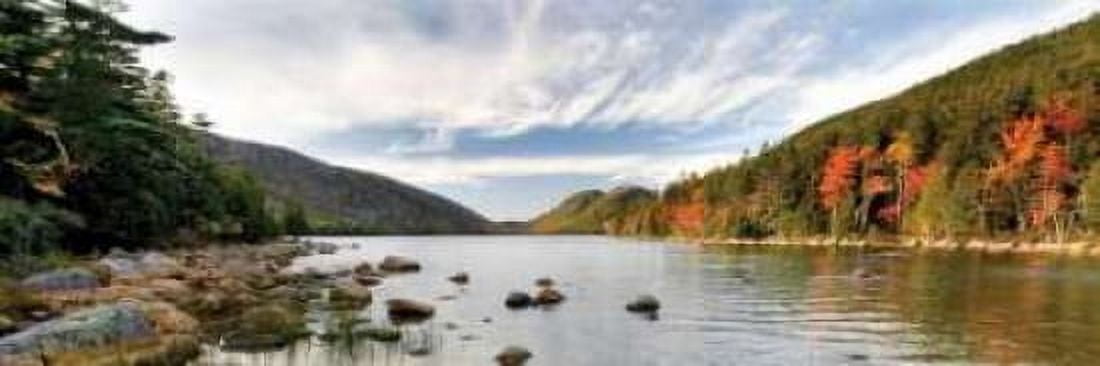 Jordan Pond Panorama Canvas Art - Larry Malvin (12 x 36)