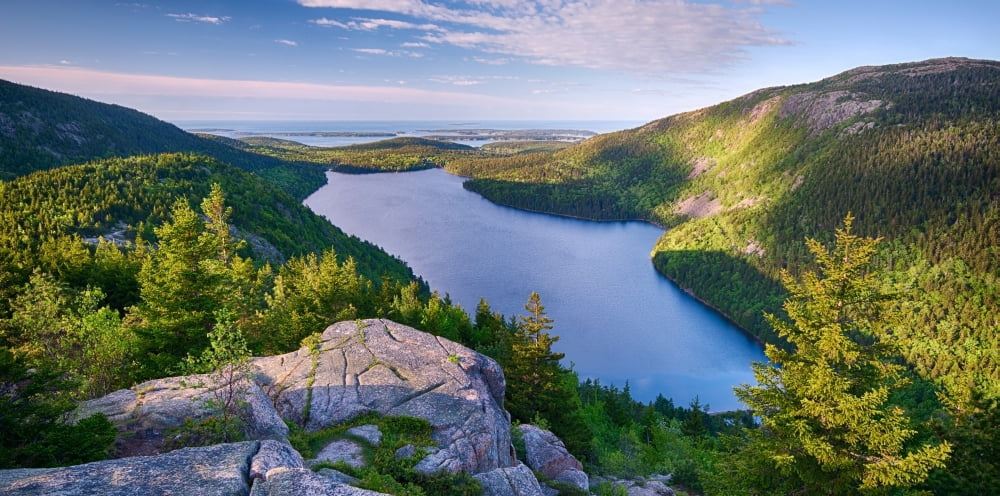 Jordan Pond from the North Bubble Acadia National Park Maine USA Canvas Art - Panoramic Images (36 x 12)