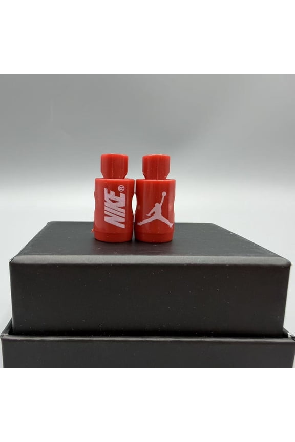 Red Base White Wording Jumpman Shoe VI V Lace Lock Replacement - Laces Shoelace Locks Rope Buckle Metal Spring Buckles Lanyard