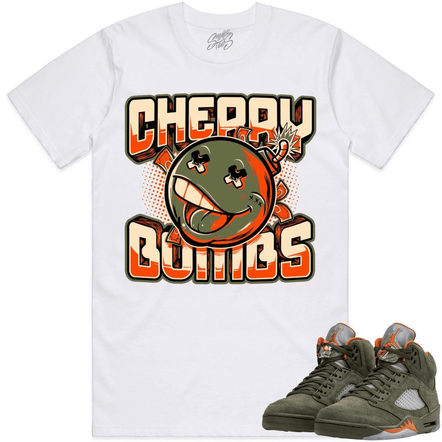 Jordan Retro 5 Olive 5s Shirt to Match CELADON CHERRY BOMBS