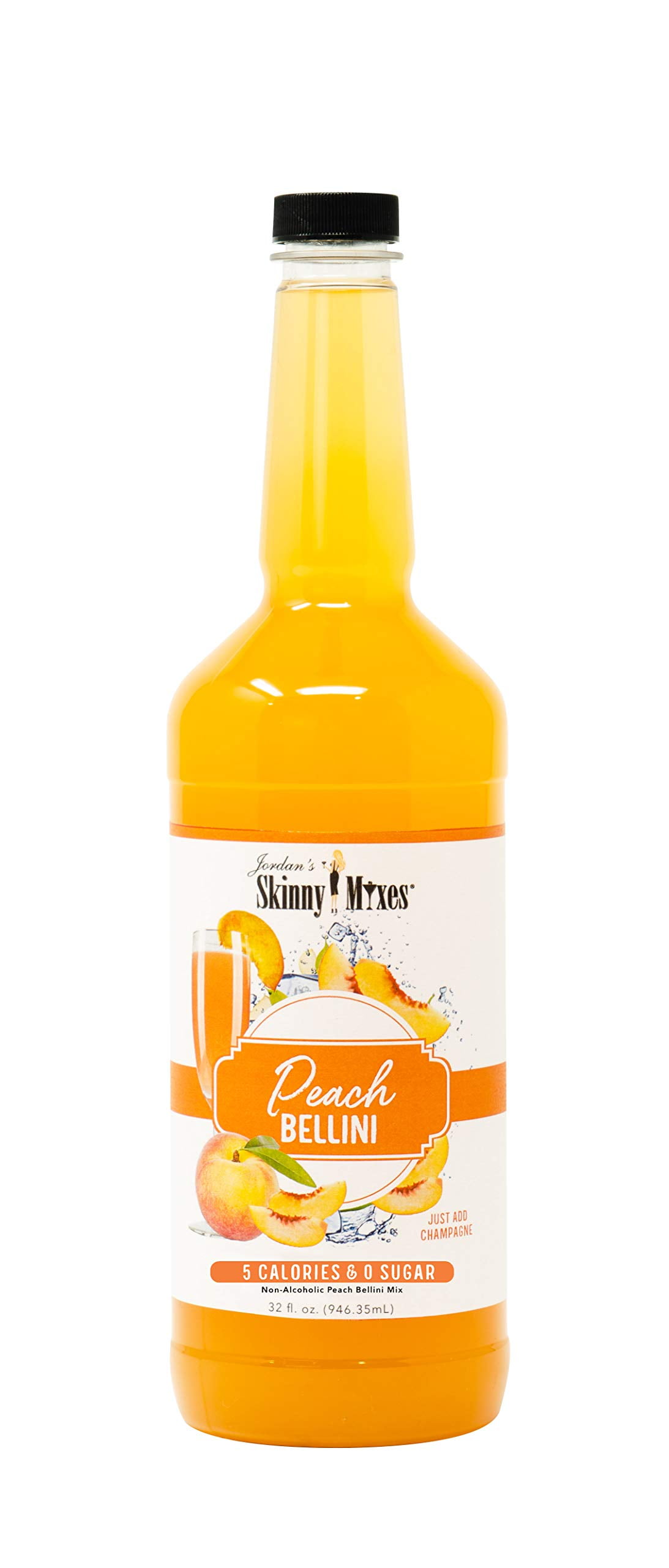 Jordan,S Skinny Mixes Peach Bellini, Sugar Free Cocktail Flavoring Mix, 32 Ounce Bottle