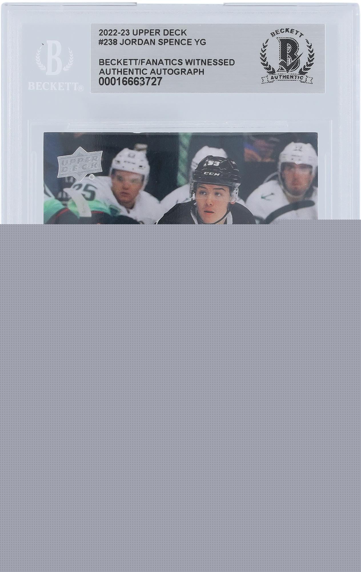 Jordan Spence Los Angeles Kings Autographed 2022-23 Upper Deck Series 1 Youngs Guns #238 Beckett Fanatics Witnessed Authenticated Rookie Card - Fanatics Authentic Certified