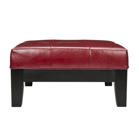 Jordan Square Cocktail Ottoman-Color:Red,Finish:Black,Shape:Square