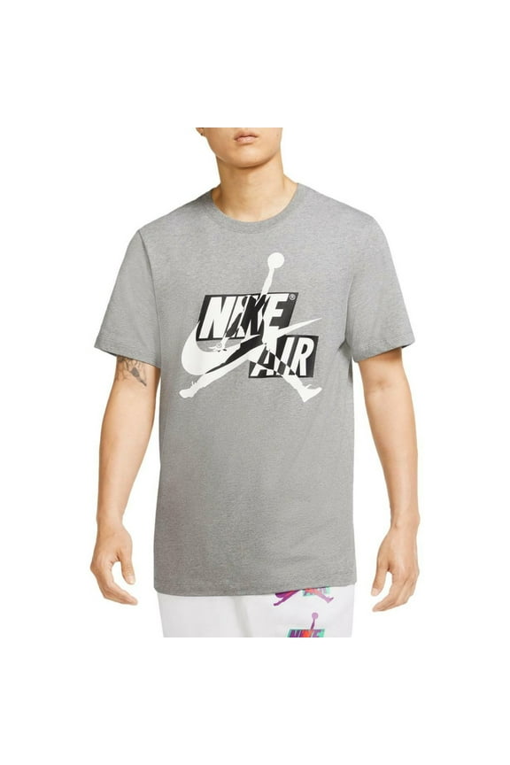 Jordan T-Shirt Nike Jumpman Air HBR Classic Athletic Gym Short Sleeve T-Shirt, Grey, M