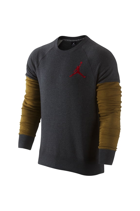 The Varsity Crew Men's Sweatshirt Charcoal Heather-Military Green-Gym Red 689002-032