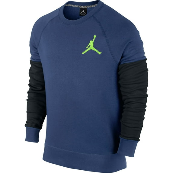 Jordan The Varsity Crew Men's Sweatshirt Insignia Blue-Black-Ghost Green 689002-449