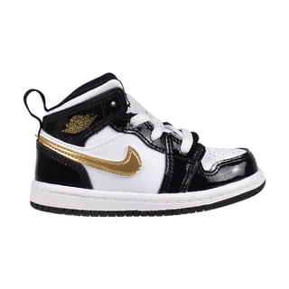 Jordan Toddler Girls 1 Mid SE Lace Up Sneakers, Black and Metallic and Gold and White, 5