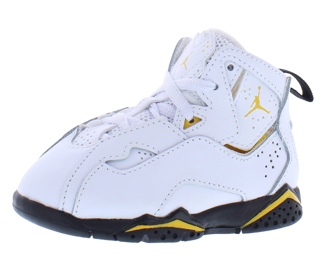 Nike Jordan True Flight Leather Infant/Toddler Shoes Size 10, Color: White/Black/Yellow Ochre